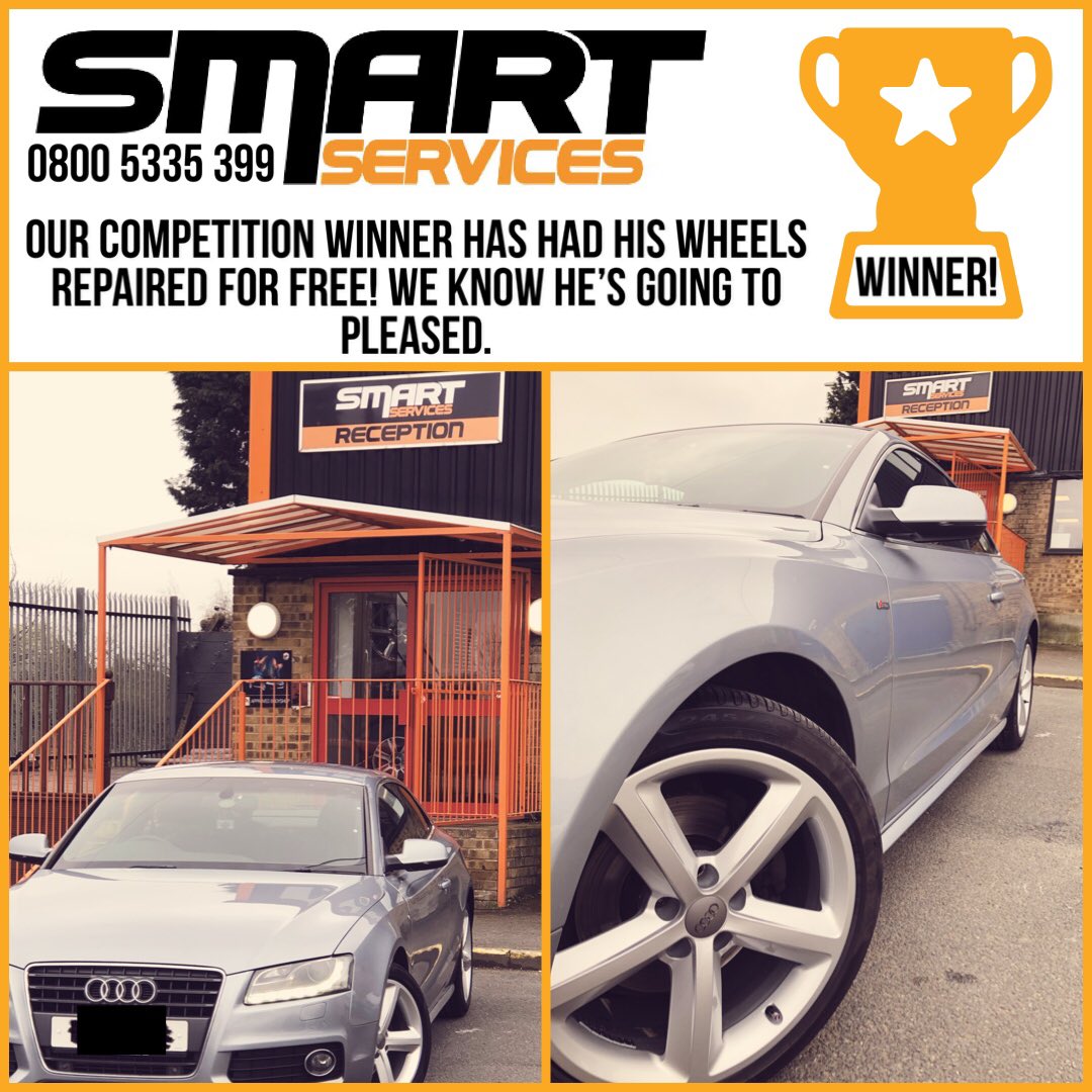 smartservicesJW's tweet photo. Our wheels competition winner has had all 4 wheels refurbished and collected today.
Looking sharp for the weekend John Harris! #jwsmartservices #alloywheelrefurbishment #smartrepair #paintprotectionfilm #accidentrepair #competitionwinner #goodasnew #congratulations https://t.co/LC02yFxIz1