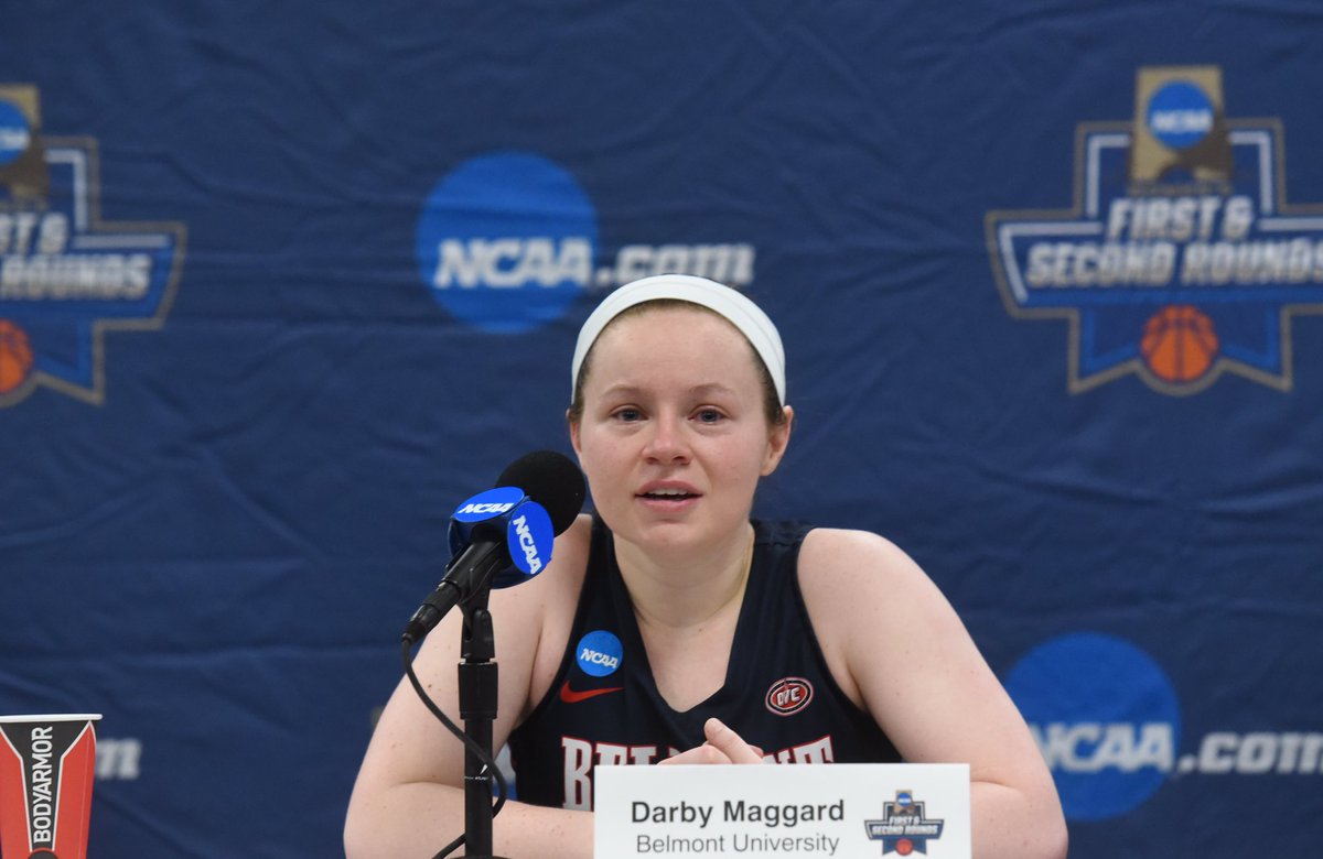 BelmontWBB's tweet photo. Darby Maggard, consummate teammate, leader and bonafide Belmont legend:

“Not the outcome we wanted but this is a good experience for our young kids. They’re going to come back better in the future and make those shots next time.”

#ItsBRUINtime | #ncaaW https://t.co/PU9KORZm7r