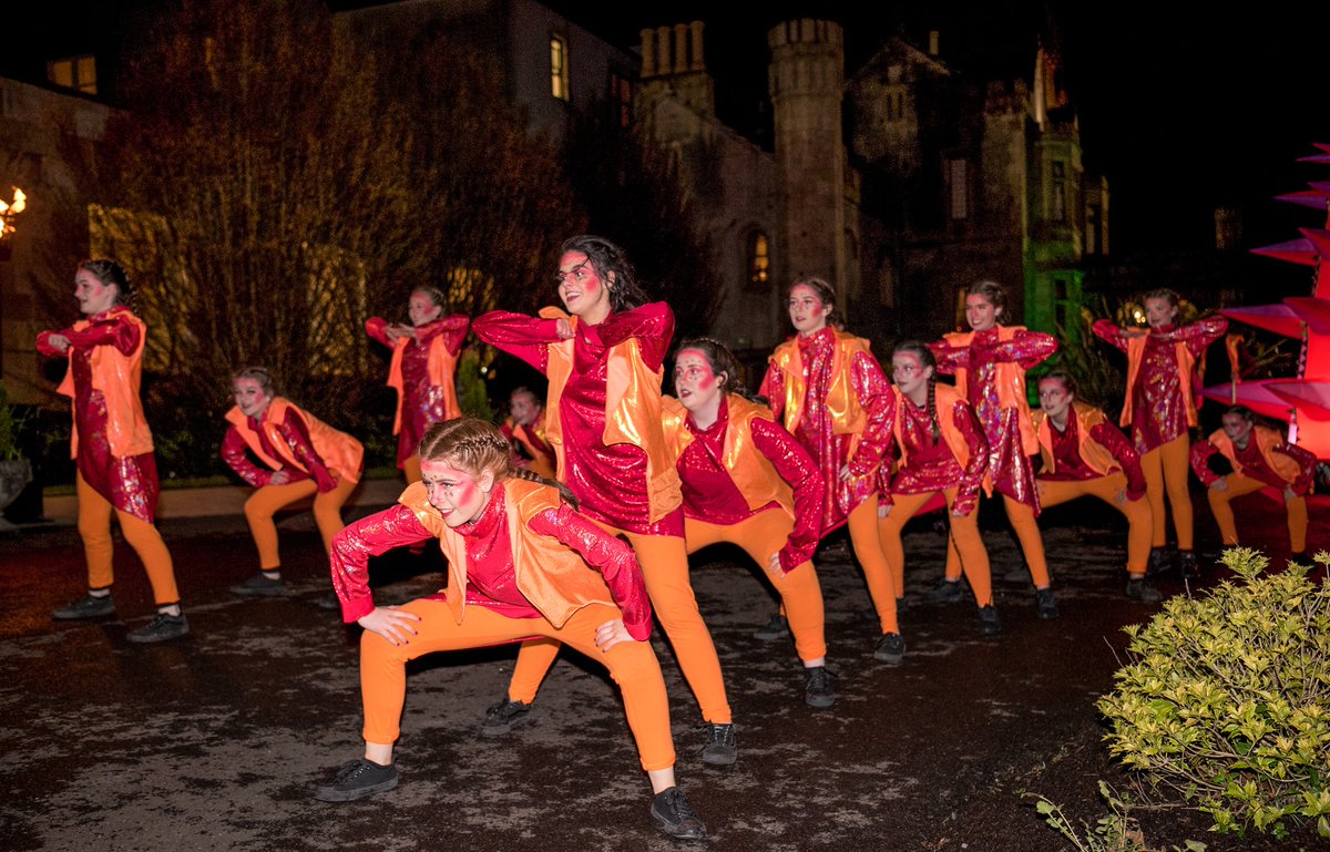 customireland's tweet photo. There was an amazing display of colour, energy and raw talent on front of the impressive @lougheskecastle last night at the #AIPCO2019 dinner! #MakeItIreland #donegalhasitall https://t.co/1N7TOAomTC