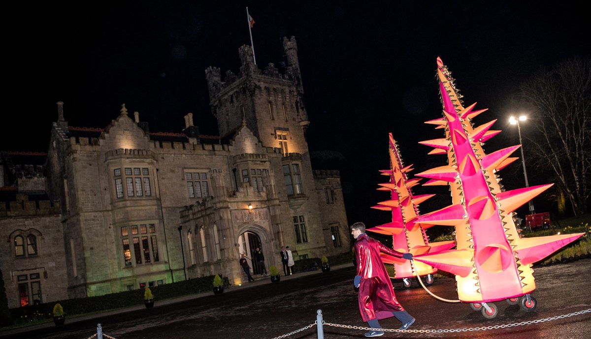 customireland's tweet photo. There was an amazing display of colour, energy and raw talent on front of the impressive @lougheskecastle last night at the #AIPCO2019 dinner! #MakeItIreland #donegalhasitall https://t.co/1N7TOAomTC