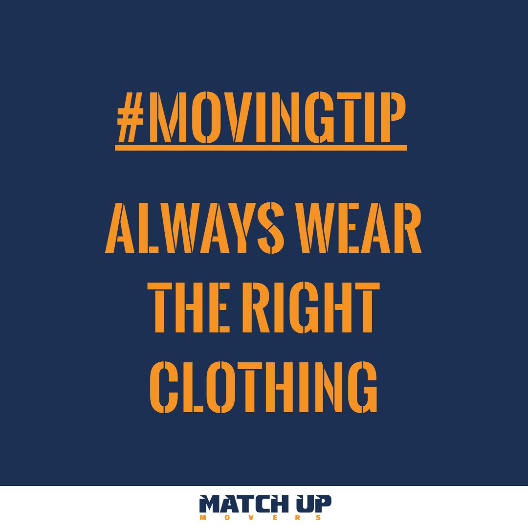 MatchupMovers's tweet photo. #SafetyTip: Avoid wearing clothes that are loose or baggy to avoid it getting caught on boxes, furniture, or your moving truck!

#MovingTips #MovingDay #Moving https://t.co/4cx447pI4R