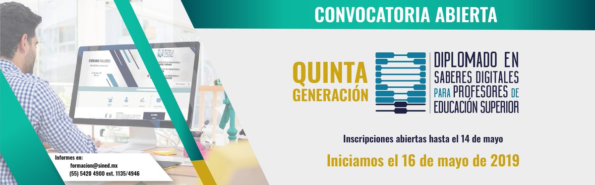 🔴El Sistema Nacional de Educación a Distancia (SINED) abre hoy la CONVOCATORIA de la Quinta Generación del Diplomado Saberes Digitales para Profesores de Educación Superior.

¡Inscríbete!

➡️Consulta la convocatoria en: formacion.sined.mx/curso-detalle.……