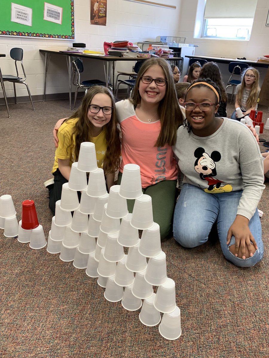 MrsAmyJackson21's tweet photo. Cup stacking to generate our own data to practice finding mean, median, mode and range! #ajhcomets #lastdaybeforespringbreak #wearegettinggoodatthis https://t.co/2K02fD4FQH