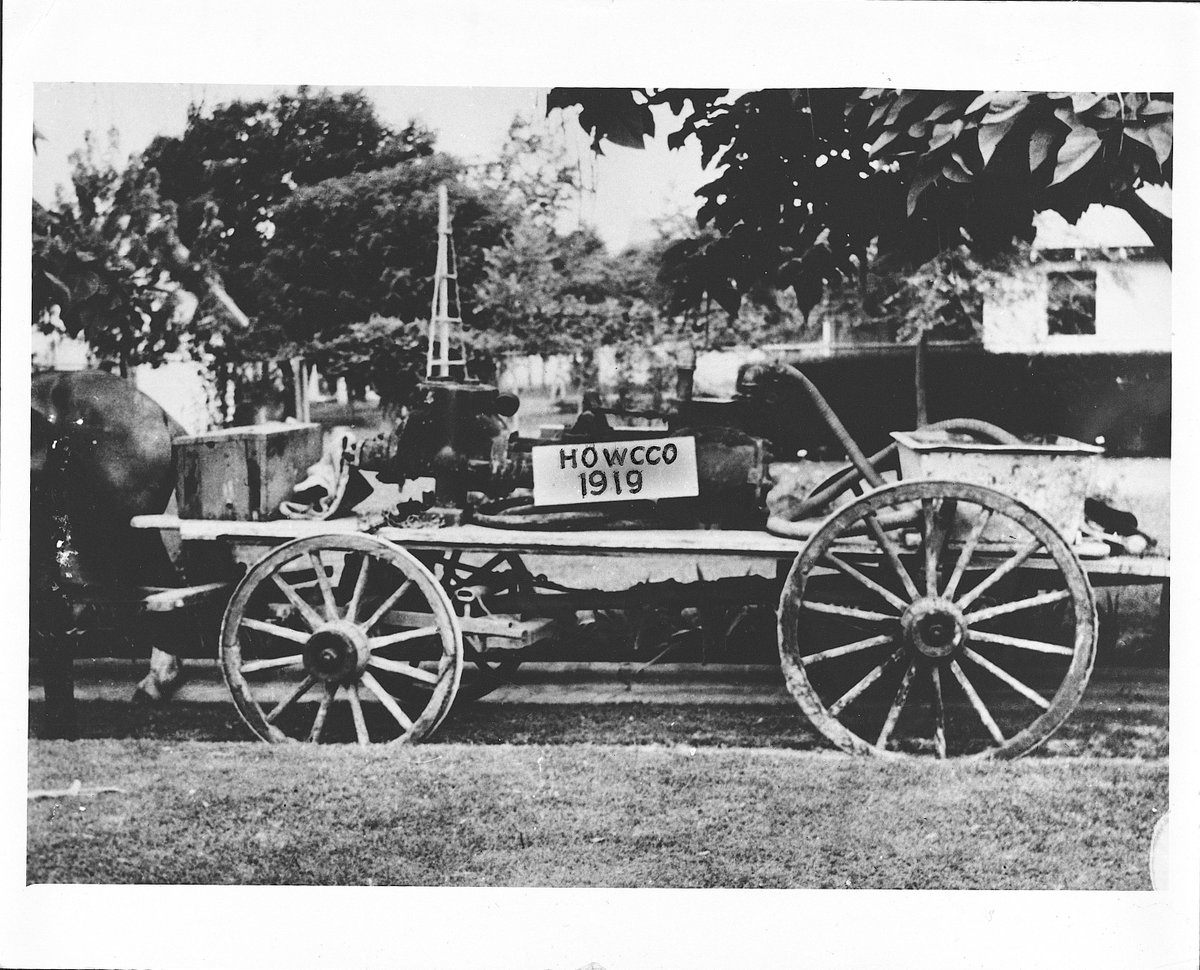 Halliburton's tweet photo. This week's #HAL100 #FridayFact: The first Halliburton Cement Unit – was a horse drawn, steam powered pump with 34 horsepower. https://t.co/h906JtczTr
