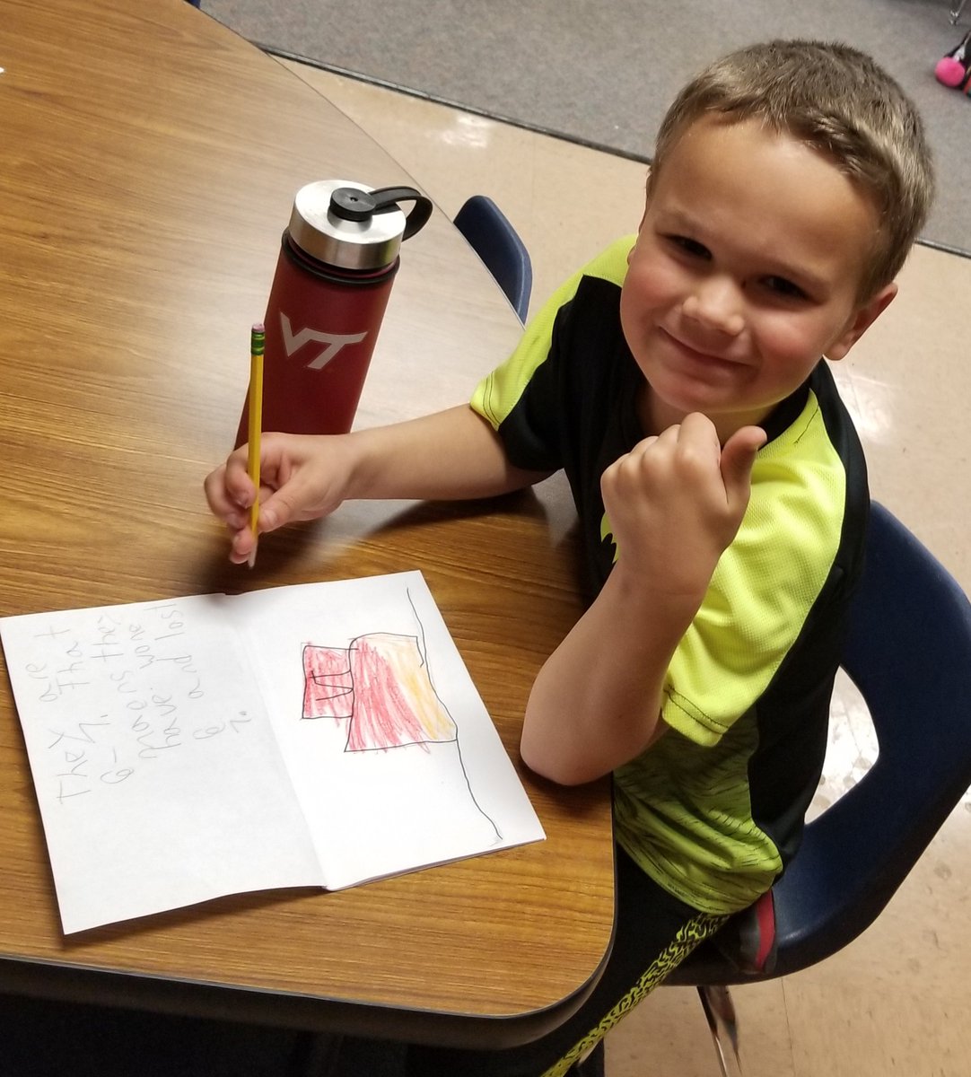 MsRCleckley's tweet photo. @VT_Football's biggest fan! This kindergartner is VT's favorite fan. On Free Write Friday he decided to write all about VT football. #futureclassof2031 https://t.co/8WifqGtKCR