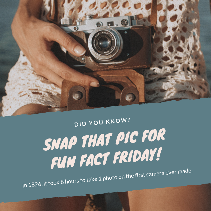 BCCChicago's tweet photo. If you were to have your picture taken by the very first camera made in 1826, you’d have to sit still for 8 hours. However, in 1839, a new camera was introduced, shaving that time down to just 15 minutes. #FunFactFriday #Photography #Technology https://t.co/Id1S9s6pRG