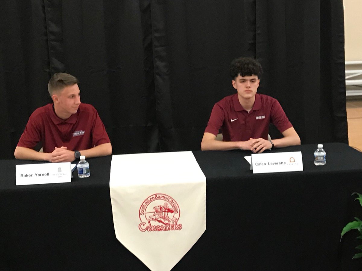 South Aiken Baptist Baker Yarnell and Caleb Leverette become just the 2nd and 3rd in school history to sign athletic scholarships