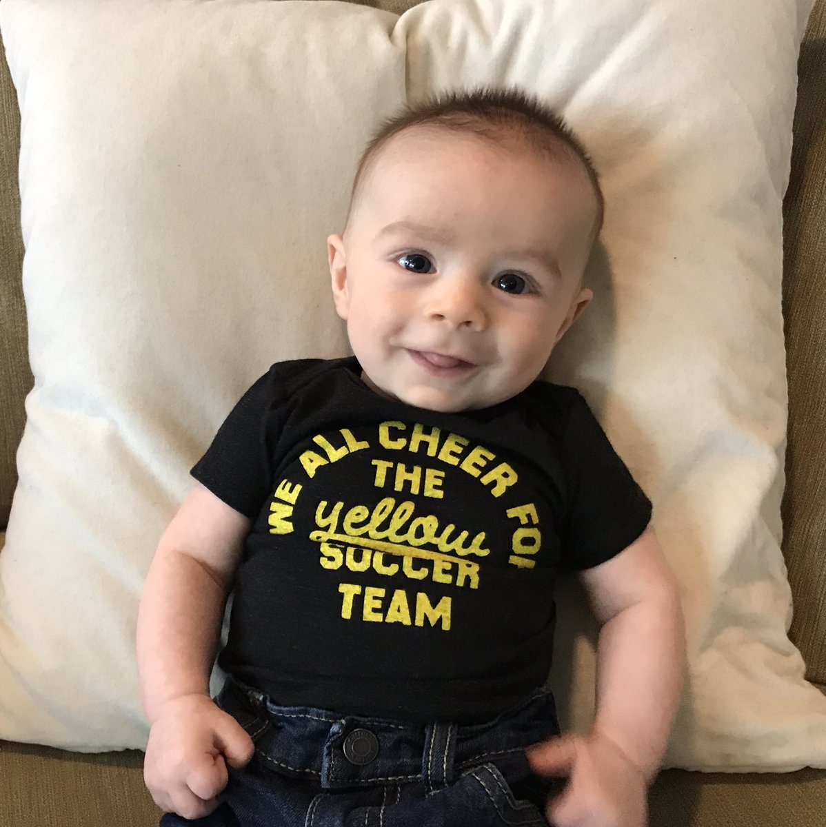 BarkBoardDesign's tweet photo. This guy is excited for a @ColumbusCrewSC game this weekend! Thanks @HOMAGE for the onesie! https://t.co/dh9UuLlKsN
