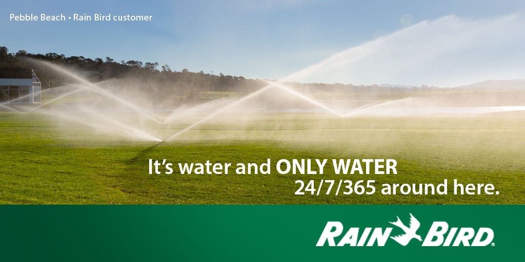 RainBirdGolf's tweet photo. For 80 yrs we have been developing the industry’s most intelligent irrigation solutions. Our dedication to #TheIntelligentUseofWater has ushered in a new era of water efficiency &amp; sustainable water use. 
It is what we do, it is all we do, and nobody does it better.
#WorldWaterDay https://t.co/wUbQ68BDdQ