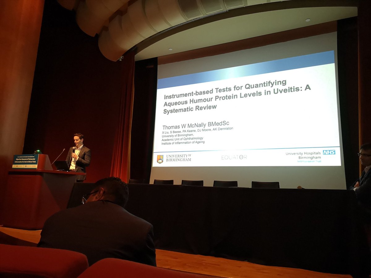 Tom McNally summarises the evidence on instrument based measures of AC flare and aqueous proteins at #uveitis endpoints workshop