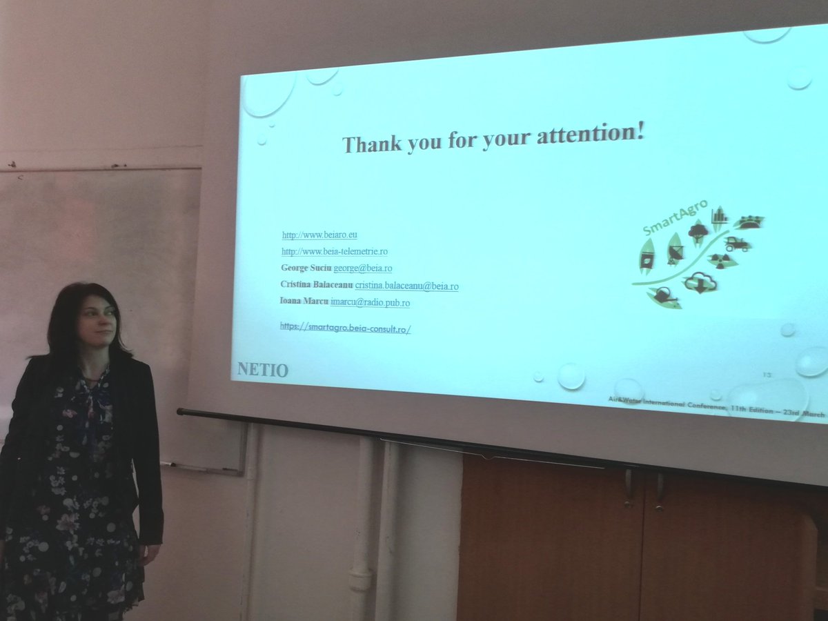 Cristin08009127's tweet image. @Cristin08009127 ,participated at the Air &amp;amp; Water conference onMarch 22-24, Cluj, Romania , and presented the article &quot;Monitoring sollutions for Smart Agriculture&quot;. @upb1818 ,@beiaconsult ,@GeorgeSuciuG ,@SmartAgro_NETIO