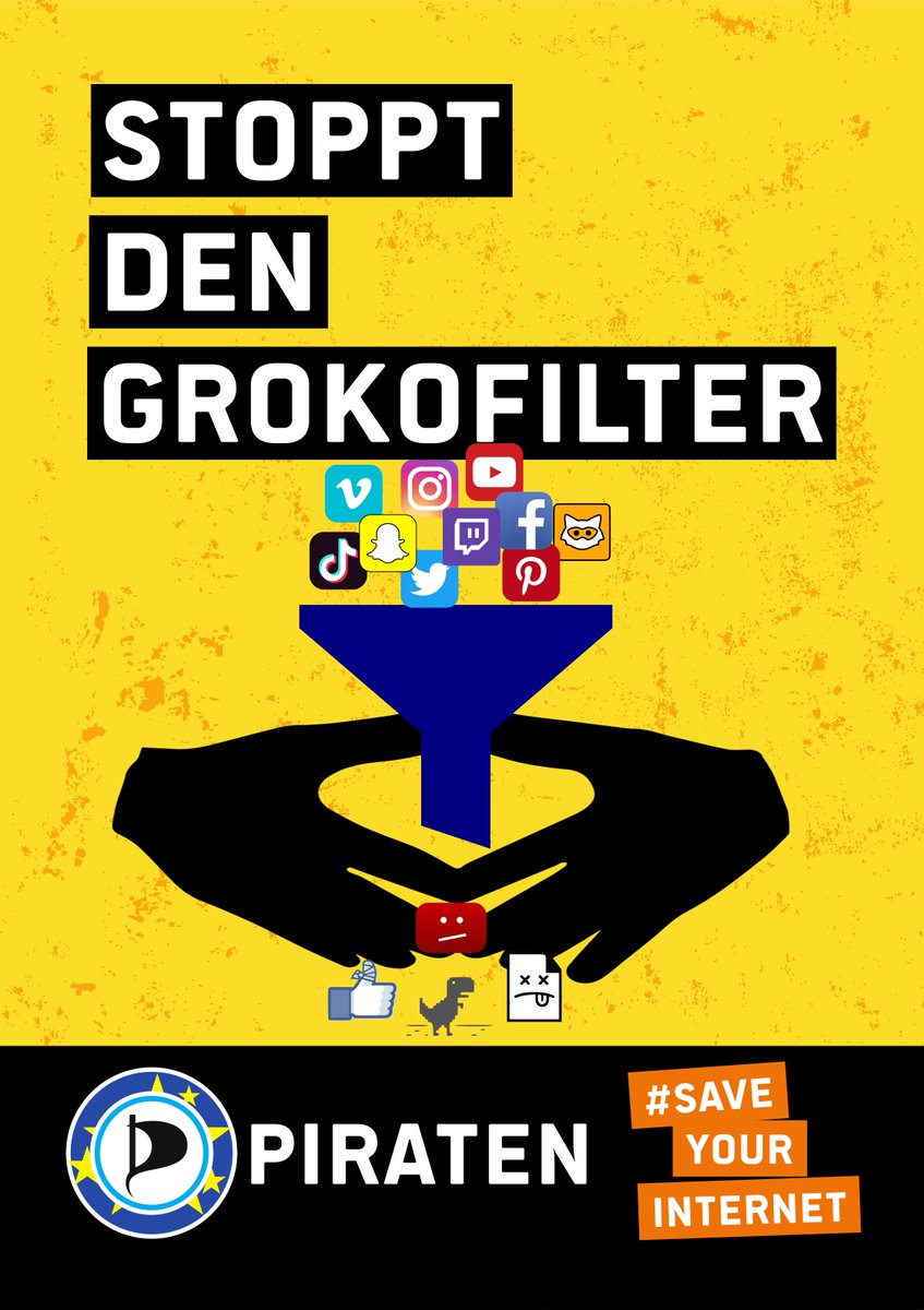 PIRATEN_Saar's tweet photo. Stoppt den #GroKoFilter!
#SaveYourInternet #SaveTheInternet #Uploadfilter #Filternet #Artikel17 #Artikel13 #Artikel13Demo #Artikel13Grafiken #NieMehrCDU #NieWiederCDU #PIRATEN https://t.co/wAr7vLGvqN