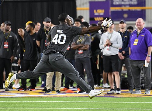 WAFB9Sports's tweet photo. #PHOTOS: Check out some of the action from #LSU's Pro Day. @CraigLoperSPX will have a full report on #WBXH at 6 p.m. @LSU @LSUfootball @WAFB https://t.co/Tt8goLA1ru https://t.co/LU06UQmeOu