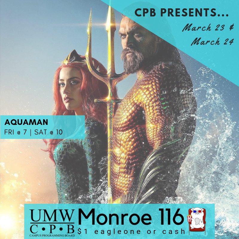 CPBUMW's tweet photo. Come on out and see Aquaman! Want to know the special movie we’re showing at 10 PM tonight and 7 PM tomorrow?

Ask us at the Aquaman showing😉 https://t.co/T3L4Kfp1b8