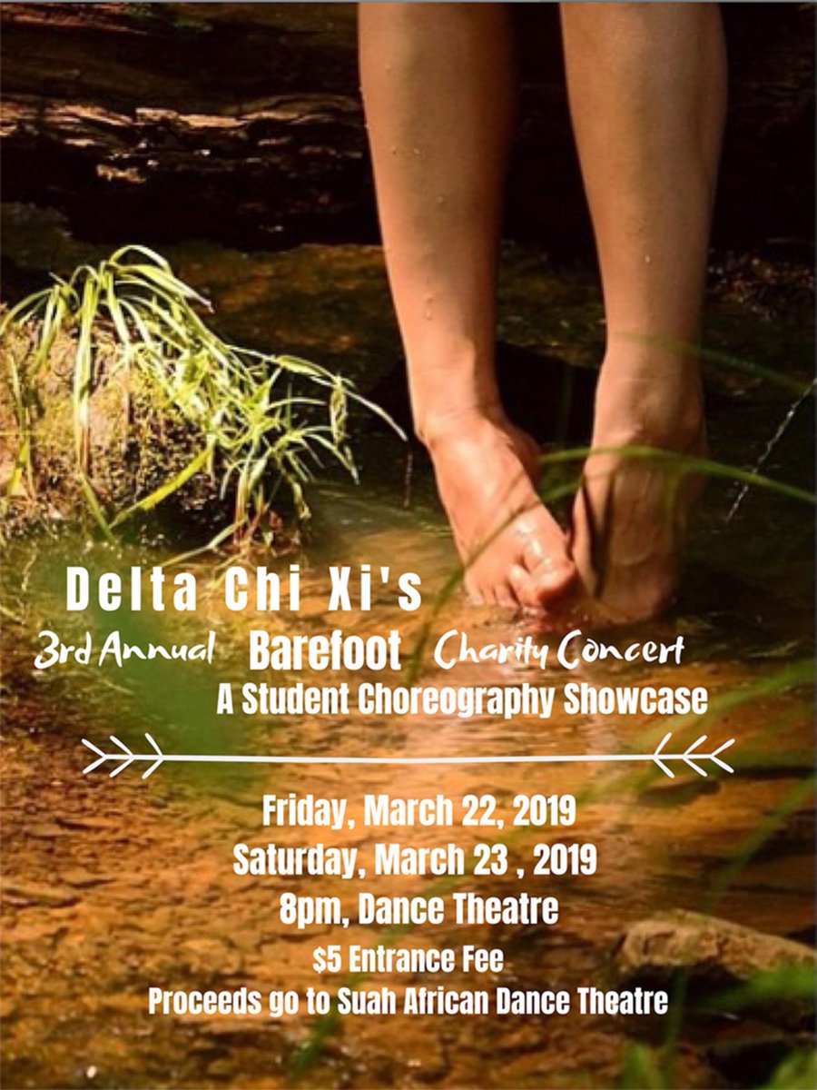 DanceUNCG's tweet photo. It's OPENING NIGHT! Delta Chi Xi's Barefoot Charity Concert starts at 8 p.m. Join us at the UNCG Dance Theater for some fabulous student choreography! https://t.co/e3fZUj6D2x
