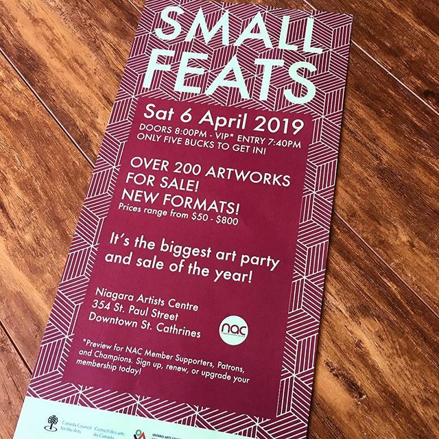 Small Feats is happening Saturday April 6, 2019! Come check out over 200 works of art from talented local artists. Prices range from $50-$800 The show is at the Niagara Artists Centre @niagaraartistscentre, in downtown St. Catharines. Admission is … ift.tt/2FwWzgt