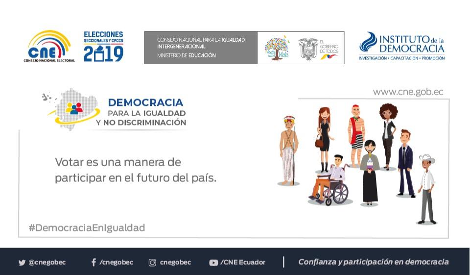 Educacion_Ec's tweet photo. Promover el voto facultativo es promover la participación y la democracia. #DemocraciaEnIgualdad @cnegobec https://t.co/AzcOcY9OC5