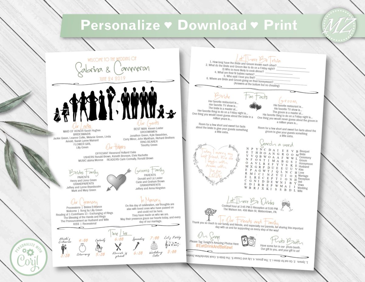 Custom_Invites's tweet image. Personalize - Download - Print! Silhouette Wedding Program Template games timeline silhouettes included or use your own etsy.me/2TtdtQR #weddings #invitation #flat #horizontal #instantdownload #reception #silhouetteprogram #weddingprogram #silhouette