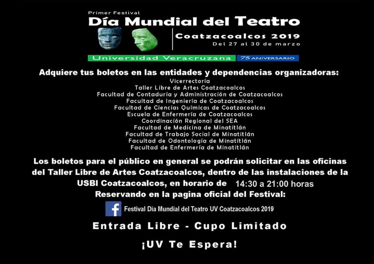 Primer Festival Día Mundial del Teatro UV Coatzacoalcos 2019.