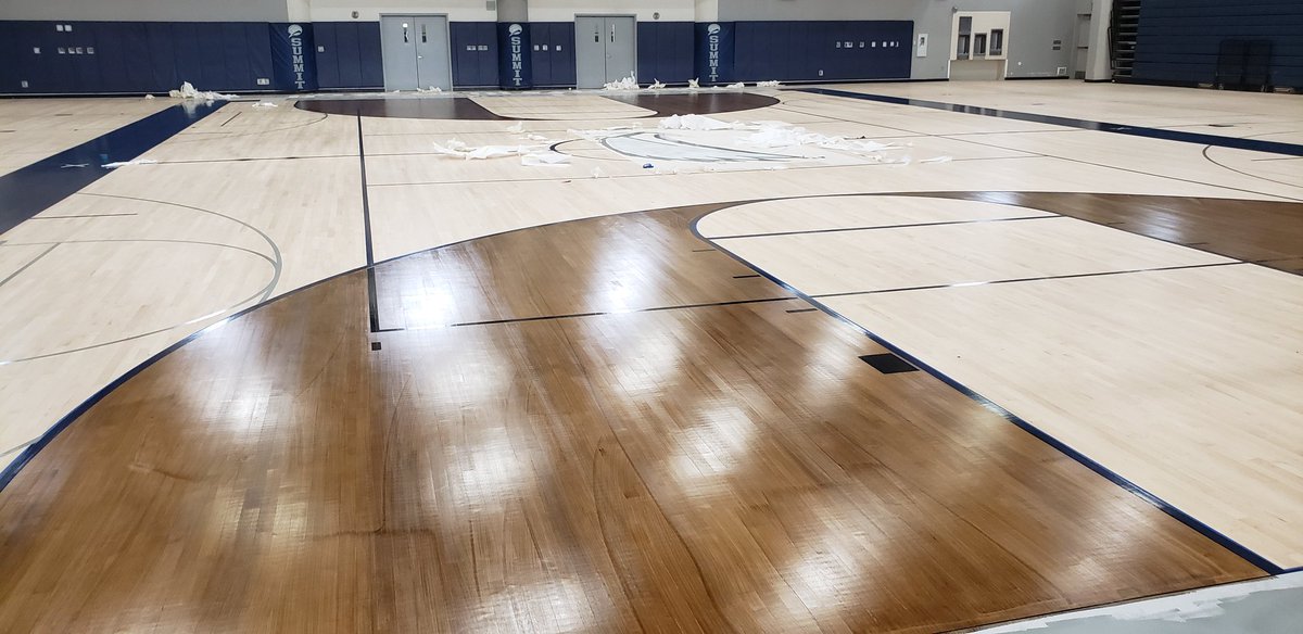 SummitSports2's tweet photo. Not a finished product yet but we are all sure excited about our new gym floor! #AlwaysPlayNice https://t.co/QNXWW5qw1F