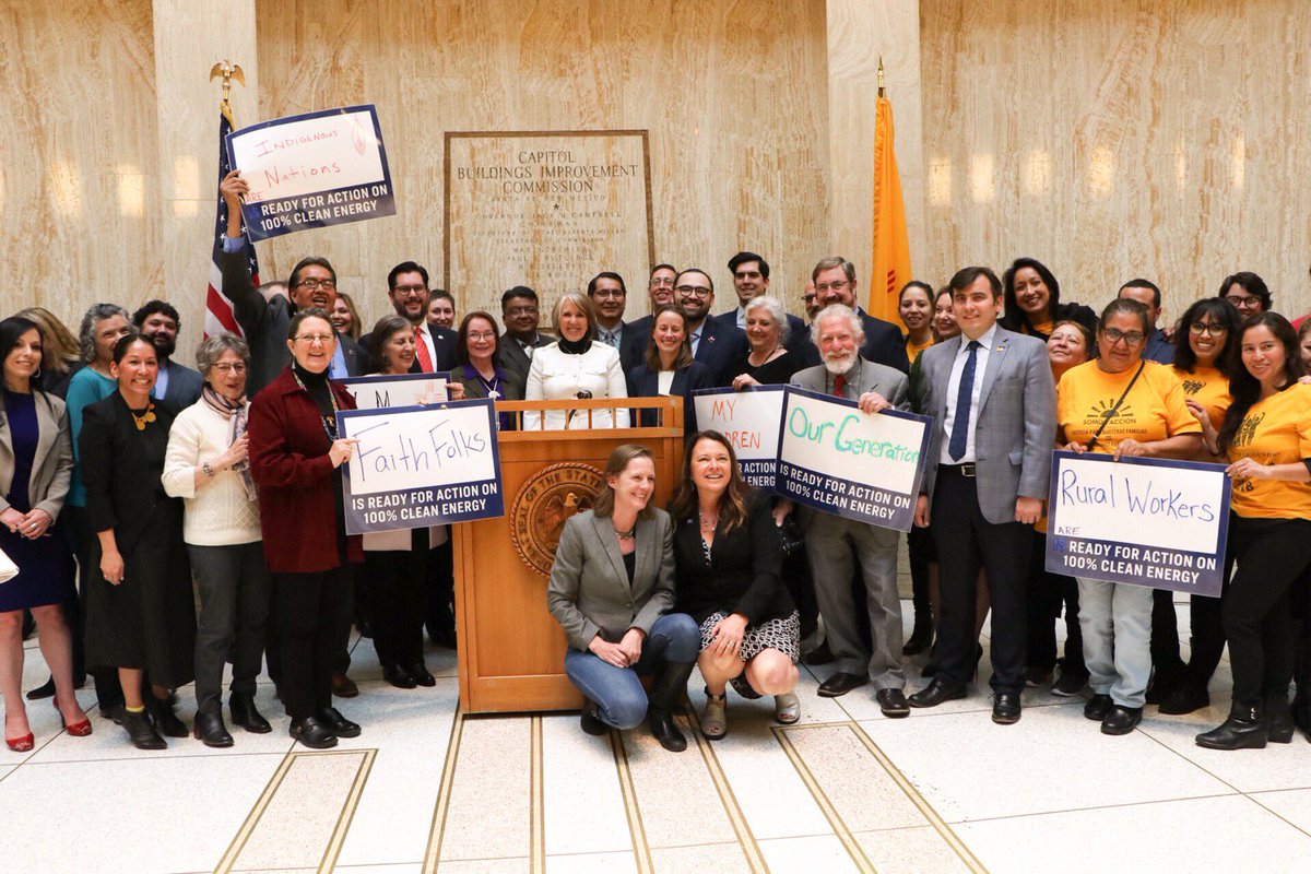 RioGrandeSierra's tweet photo. 100% carbon-free is NM law!!! THANKS @GovMLG for signing #EnergyTransitionAct #SB489 today & @sen_mimistewart @sencandelaria @jerryfornm @proybalcaballer @BrianEgolf for supporting 100% carbon-free electricity by 2045! #nmpol #nmleg @350NM @Somosunpueblo @EnvNM @ProtectNM https://t.co/MrW2NKyUPv