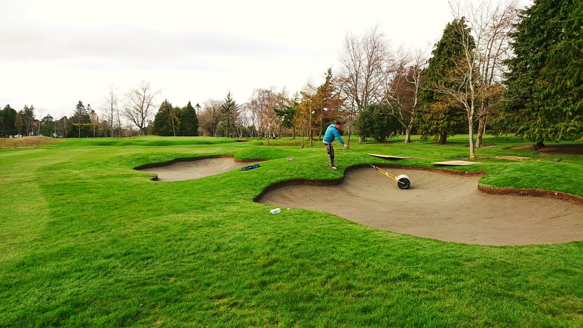 Our #SportBond Bunker Liner crew just finished up <a href="/FoxrockgolfClub/">Foxrock Golf Club</a> Dublin, new bunkers cored out, liner &amp; sand installed, project designed by <a href="/KenKearneyGD/">Ken Kearney</a> , this phase incl. USGA Tee's, Drainage and feature Streams #DARGolfConstruction #turfimprovements