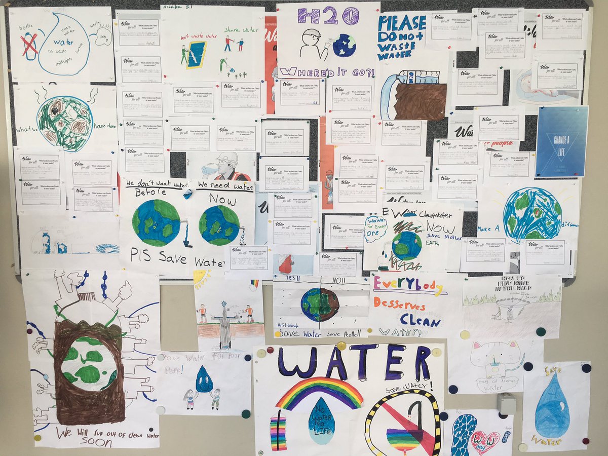 Margriet2011's tweet photo. We all wrote a pledge after celebrating world water day and  learning about the challenges from #UNICEF and #WorldvisionWASH #worldwaterday #water4all #lislearning https://t.co/jssRbNC02S