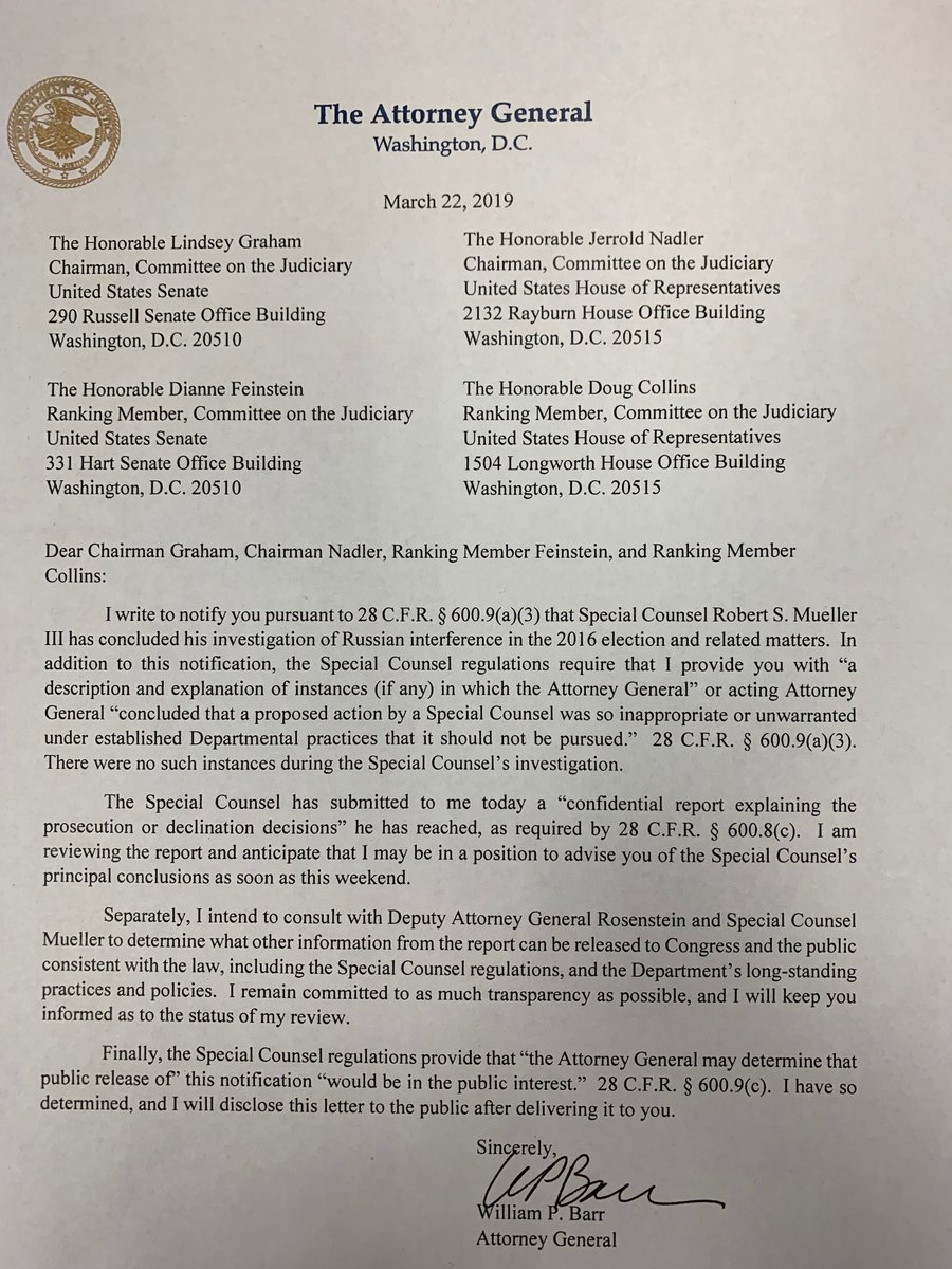 aawayne's tweet photo. The letter. #MuellerReport https://t.co/WHmLK1nk8V