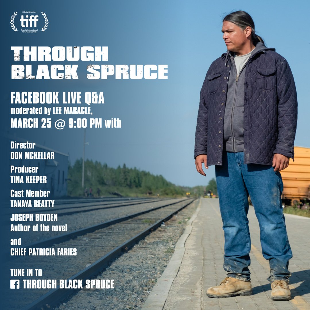 TUNE IN ALERT! Monday we are hosting a Facebook Live with the cast &amp; crew of #ThroughBlackSpruce. Submit your questions and tune in live at 9pm on our Facebook page 📽 ⭐️ facebook.com/ThroughBlackSp…