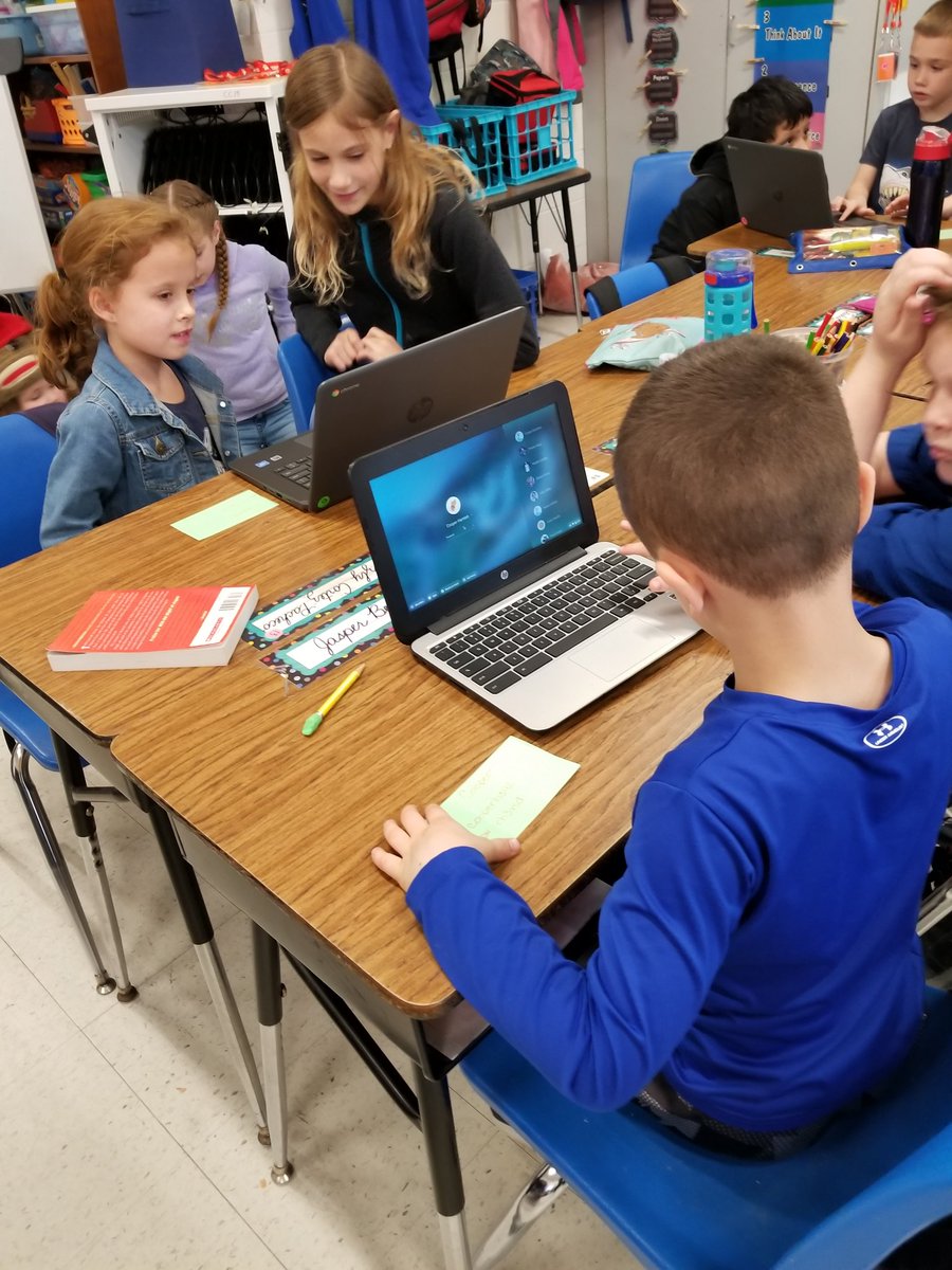 McKinneysMinion's tweet photo. Tech buddies with Mrs. Geiger's 4tj grade Tigers.  We learned how to sign into the Chromebook and log into Google classroom. @aolets_go  @lelia_geiger https://t.co/sIvnEzB3bZ