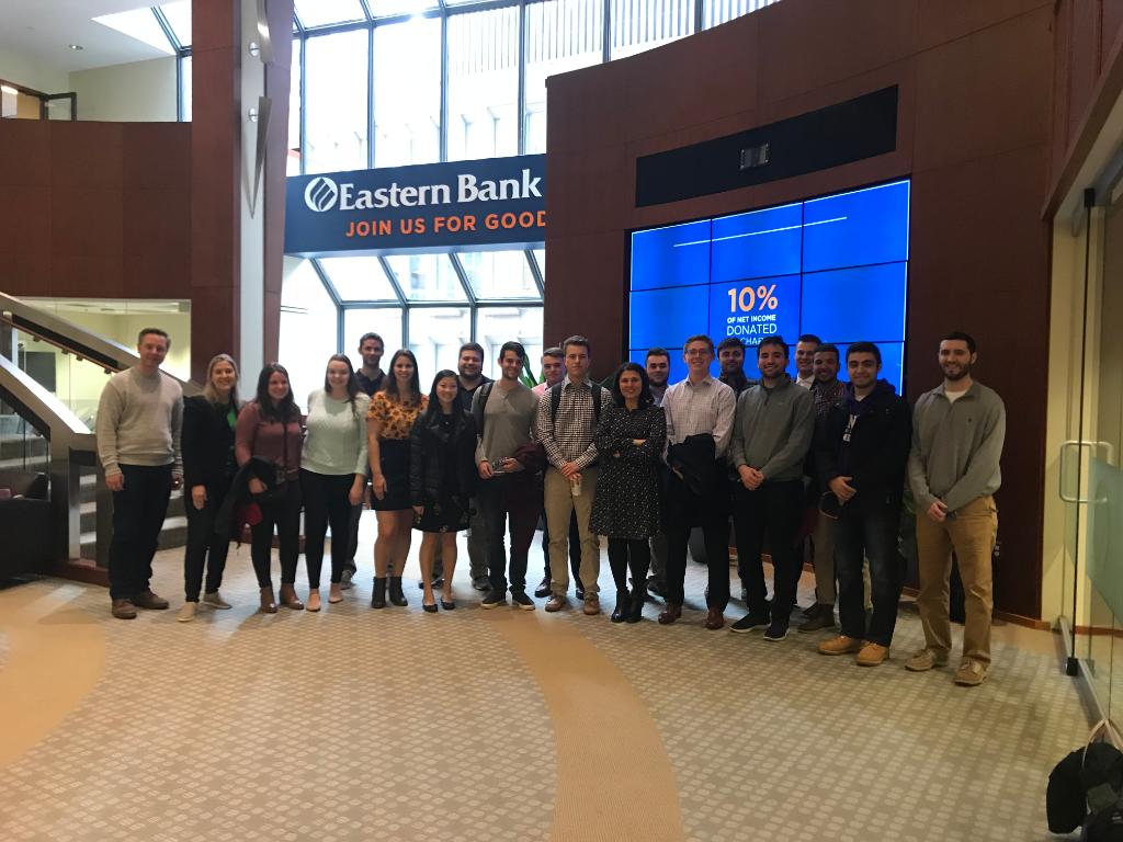 easternbank's tweet photo. #FBF to last week when @stonehill_info College students visited #EasternLabs to talk #innovation, #FinTech, and industry trends! #JoinUsForGood https://t.co/AChJtRUPhp
