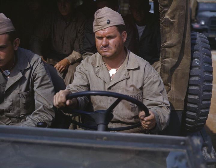 WW2Vehicles's tweet image. Marine truck driver, c. 1942.