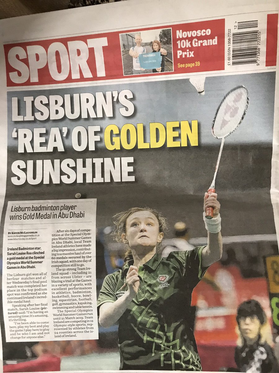 lisburn2pdbc's tweet photo. Great photo and article in the @LisburnStar this week @SO_Ulster @UlsterBadders @bad_min_ton @SOIreland https://t.co/DQZKAfGn3M