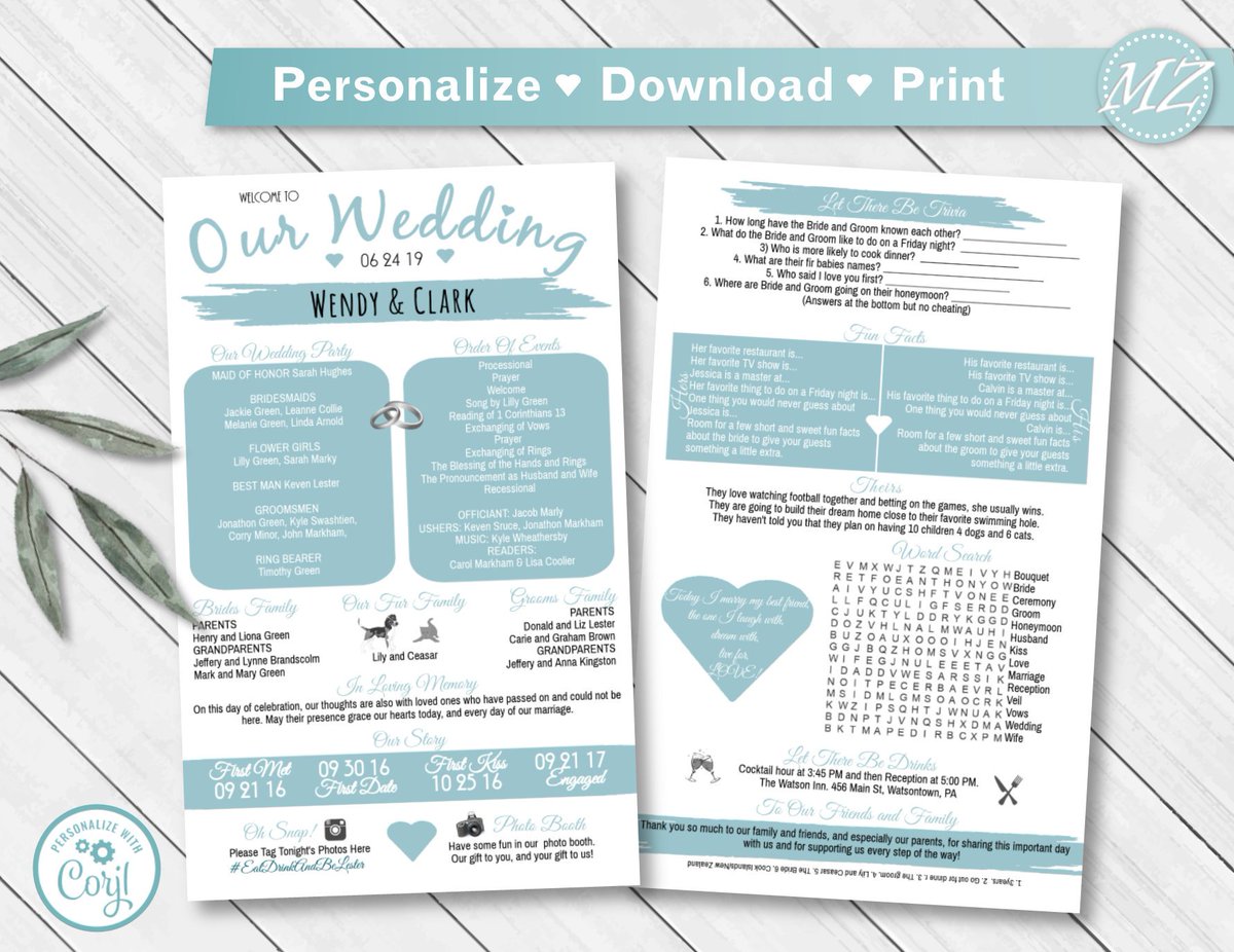Custom_Invites's tweet image. Thanks for the kind words! ★★★★★ "Love this template, very helpful, the wedding programs were a huge hit!" Karina etsy.me/2U7sNqv #etsy #weddings #invitation #wedding #funfacts #program #wordsearch #corjl #funweddingprogram #weddingprogram