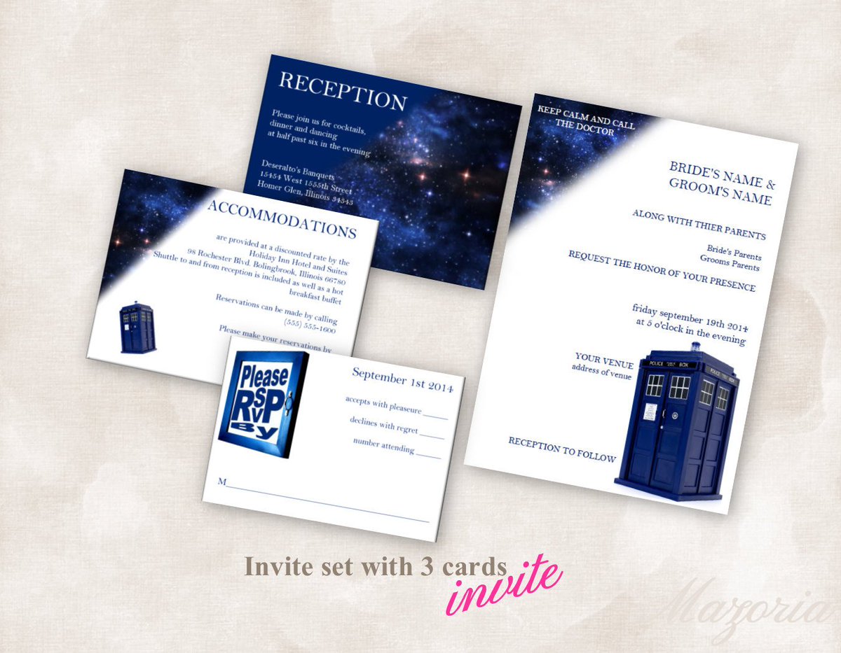 Custom_Invites's tweet image. DIY Wedding Invite set TEMPLATE (Doctor Who Tardis blue 5X7 with 3 cards) Instant Download Just add your info and print! etsy.me/2U5mJ1N #weddings #invitation #thankyou #invitations #weddinginvitation #customizable #invite #weddinginvite #doctorwho