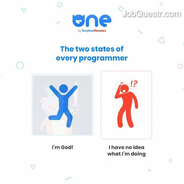 codehamster1's tweet image. Which one are you guys?! 😏😏
@codehamster1
#jobquestr #programmer #codinglife #coding #programminglife #opensource #python #java #javascript #bostondevelopers #bostoncoders #webdeveloper #php #typescript #css #bugsincode #sql #perl #objectivec #matlab #codinghumor