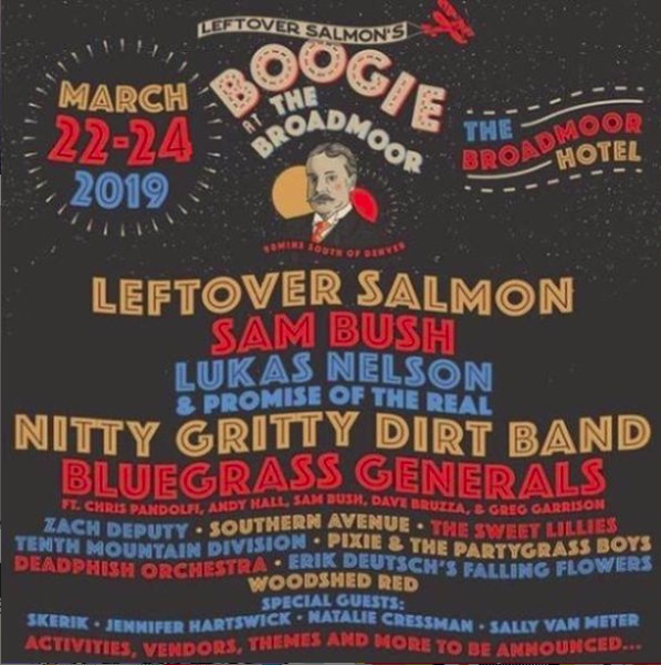 Aggie_Theatre's tweet photo. THIS WEEKEND!
Join us for @LeftoverSalmon 's #BoogieattheBroadmoor with #SamBush, @lukasnelson, @GrittyDirt, #BluegrassGenerals &amp; more at @TheBroadmoor THIS FRIDAY, March 22nd - THIS SUNDAY, March 24th.
Presented by @CervantesDenver https://t.co/yTAceTs3c2
