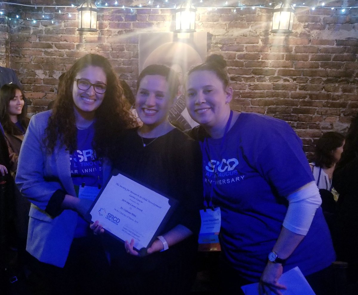 nprishker's tweet photo. Congratulations @GiglianaMelzi for the @SRCDLatino mid-career award! We are so lucky to be part of this celebration! #SRCD19 #srcdlatino https://t.co/Pom8MsAuhW