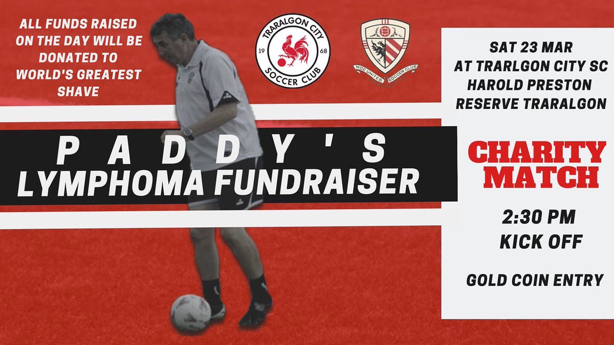 Kick off is just over half an hour away in Paddy’s Lymphoma Fundraiser against <a href="/MoeUnitedSC/">Moe United</a>.