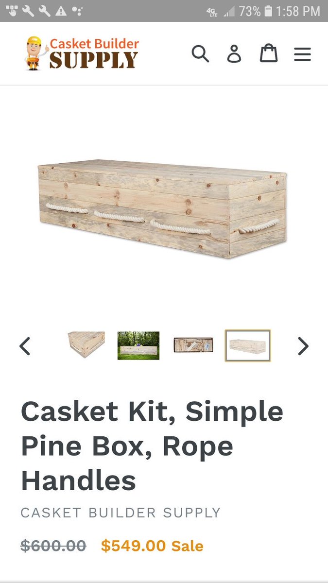 QuentinCollinsR's tweet photo. I ordered my pine box for my funeral today from Angola State Prison caskets. ONLY $ 549.00 Free shipping and handling. Gonna be buried old west style! https://t.co/RnYqHc9Kdm