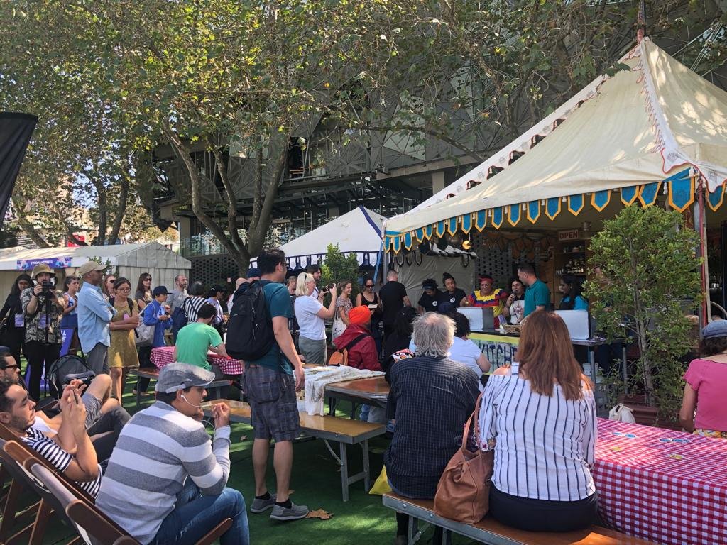 YouthVMC's tweet photo. Have you sampled some delicious eats from the World Kitchen yet? Be entertained by our chefs as they prepare some mouth watering dishes from Iran, Colombia, Syria, Japan and more! #VicMultiFest #CulturalDiversityWeek #ProudToBelong https://t.co/crdDItouzS