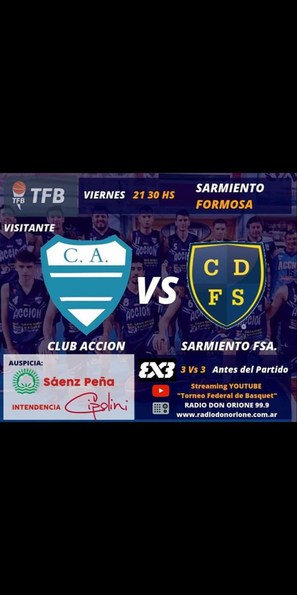 💙💙💙CELESTES💙💙💙
ALENTEMOS HOY AL CELESTE DESDE SAENZ PEÑA, QUE ESTARAN VISITANDO A <a href="/ClubSarmientoFs/">Club Domingo Faustino Sarmiento</a> DE FORMOSA EN UNO DE LOS ULTIMOS PARTIDOS DEL @basquetfederal!! 
En instantes estaremos subiendo el link para que lo veas por streaming
#VAMOSCELESTE