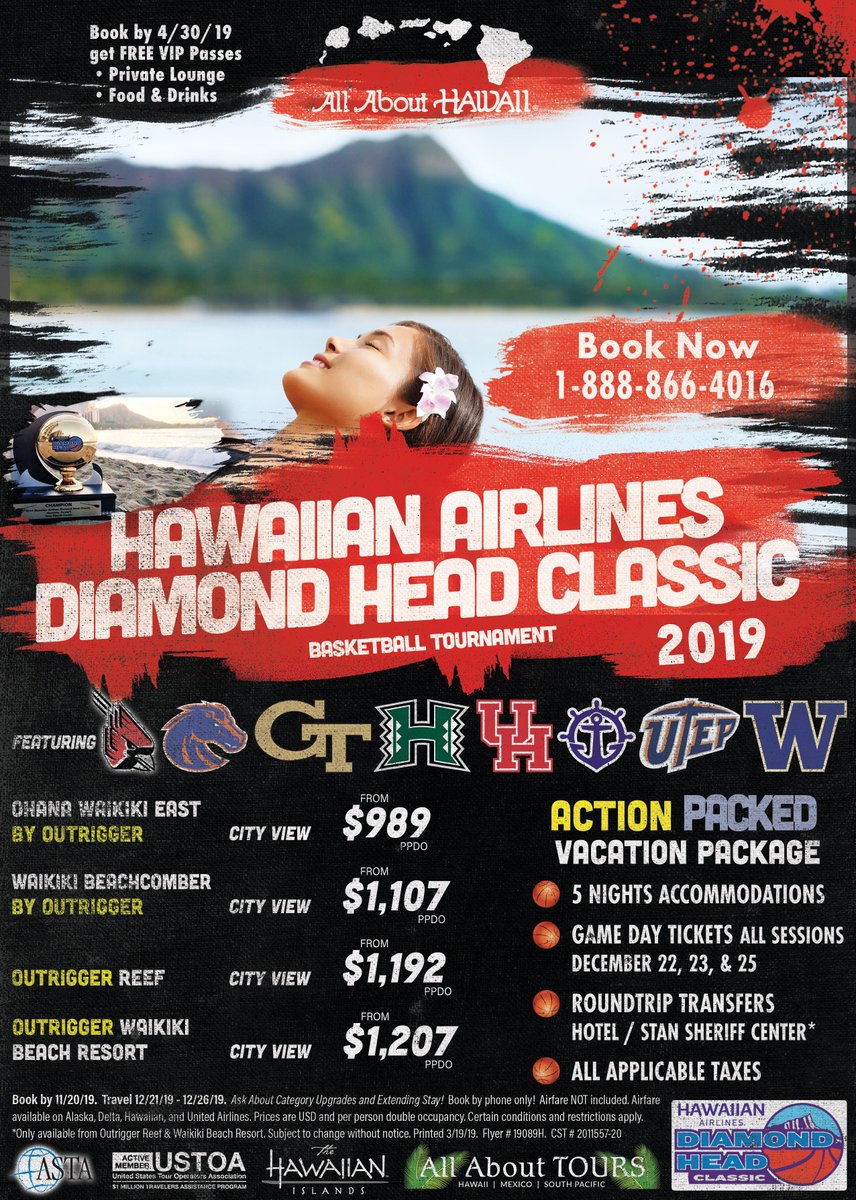 AllAboutTours's tweet photo. See your favorite College Basketball Teams compete Live in Hawaii 🌴 Book by April 30th and get FREE VIP Passes. 
➡️ Call 1-888-866-4016 For More Info ⬅️
Sponsored by @espn @HawaiianAir 
#NCAA #Hawaii #Basketball #Tournament https://t.co/MyTecCb6TI