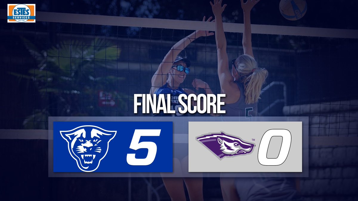 GSU_BeachVB's tweet photo. With an Ace by Anna, her and Brooke finish the game earning our second clean sweep of the day! Catch us back in action tomorrow at 10:30 Eastern Vs. UNF🐾💙🌟 https://t.co/4sp7UXgAh1