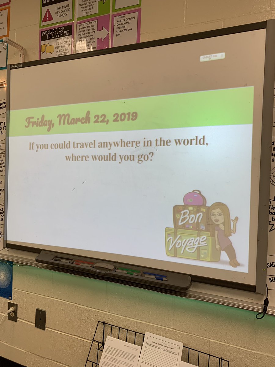 We love a good brain break! Students were invited to respond on a post-it if they felt themselves losing focus while taking a test. Today’s most popular destination was Paris! #middleschoolela #middleschool