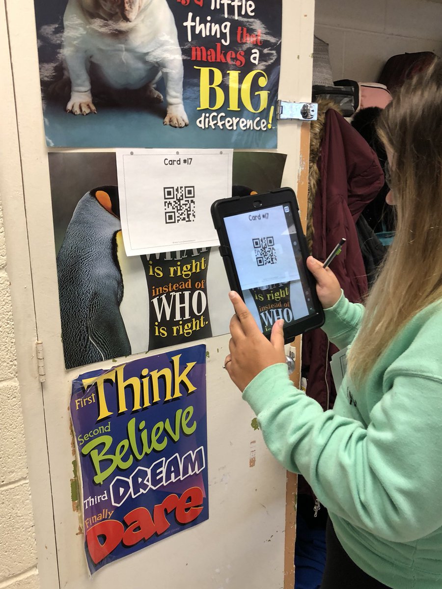 MrsSajda's tweet image. Grade 8s exploring the world of QR codes as part of a vocabulary scavenger hunt activity. Thanks @2peasandadog!#learningwithtechnology #grade8isgreat #geography