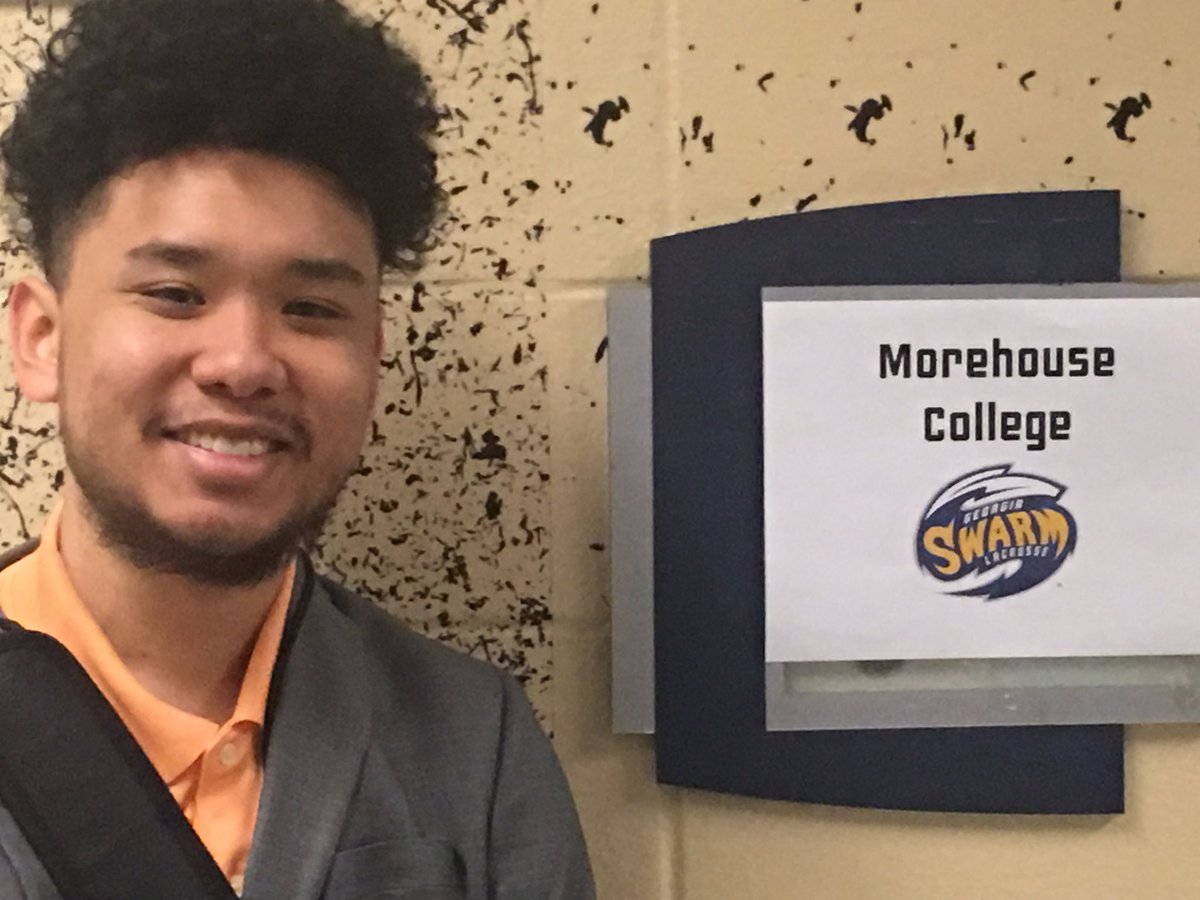 MorehouseJS's tweet photo. @Ron_Thomas32 Morehouse Sports Reporting students get first taste of pro lacrosse, thanks to the Georgia Swarm. #jsprogram #georgiaswarm #morehouse https://t.co/UGiMbiHelI