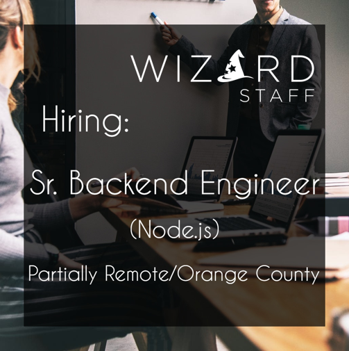 #Hiring a full-time Sr. Backend Developer (Node.js) in OC! #remotejobs #OCjobs #Nodejs