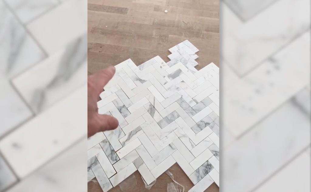 ThisOldHouse's tweet photo. New from #Pro2Pro: Custom builder @heresjohnnyh shares his process for fine-tuning the color pattern in a marble tile floor >> https://t.co/BgRDYf7NLR https://t.co/MnEsmW9AKV