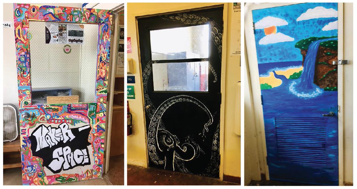 KidToyology's tweet photo. #WoodShop #Makerspace Design Door Upgrades (2 more to go) - Showing #Artistic #Talent in #ProductDesign! #CreatingCreativity @achs_scorpions @vcinnovates  @CareerEdCenter @OUHSD  @VenturaCOE @OUHSD_CE @CECAmbassadors @SkillsUSA #CTE #STEAM  #GenerationT https://t.co/0NH4M7e3cB